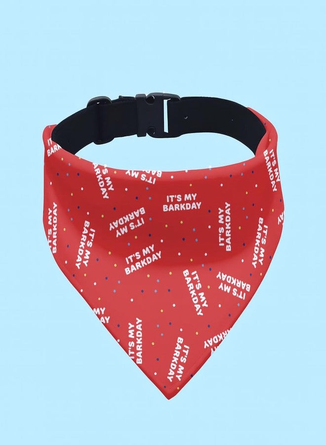 W Dog Bandana Collar Adjustable by W | This Beautiful Gorgeous Design Dog Collar Bandana Scarf is Perfect Styling Accessory for Dogs (L, BarkDay Red) - Image 2